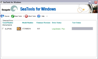 Пакет SeaTools для операционной системы Windows включает в себя несколько тестов